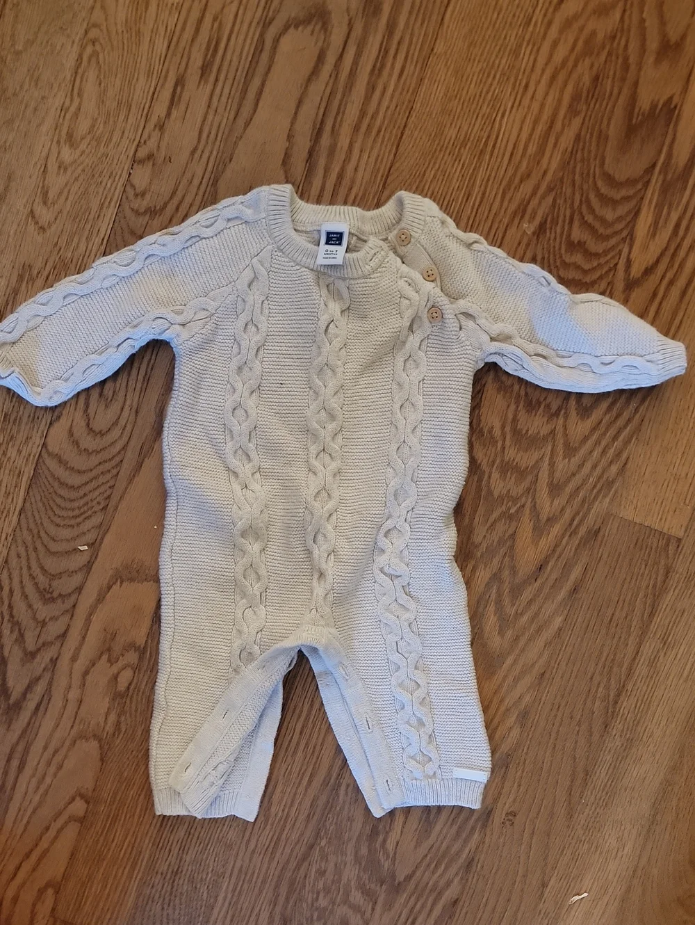 Janie and Jack Cream Cable Knit Baby One-Piece